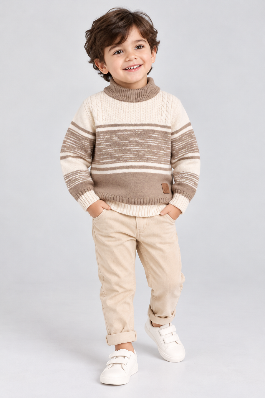 Camel Brown Cozy Cable Knit Sweater - FB-4271