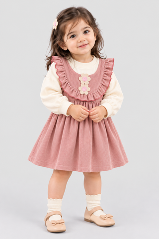 Dusty Pink Corduroy Frock - FG-5672