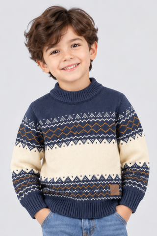 Navy Blue Nordic Knit Sweater - FB-4266