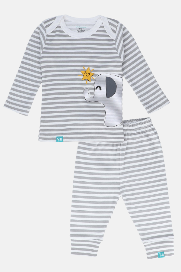Baby-clothing-top-bottom-shirt-pant-pajamas-elephant-star-stripe