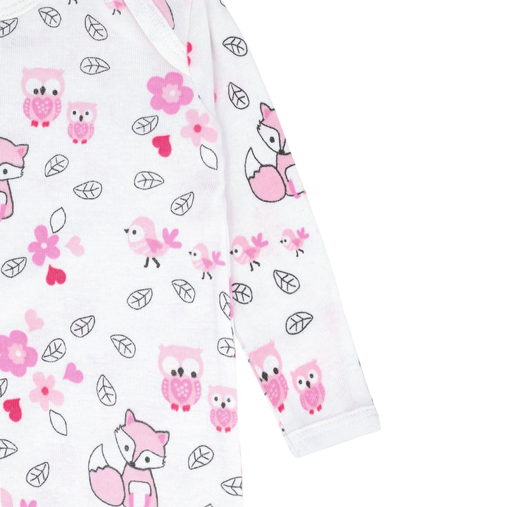 FS-489 folded baby gown set – fox and pink colorway – Featherhead