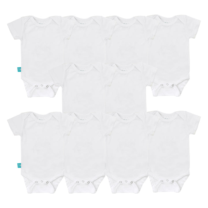 FN 2401 Unisex Baby 10-Pack Short Sleeves Bodysuits in White