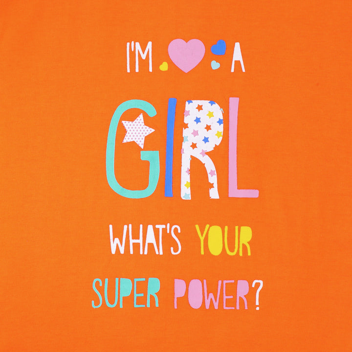 FG-3161- Orange -I am a girl, what's your superpower?  T-shirt
