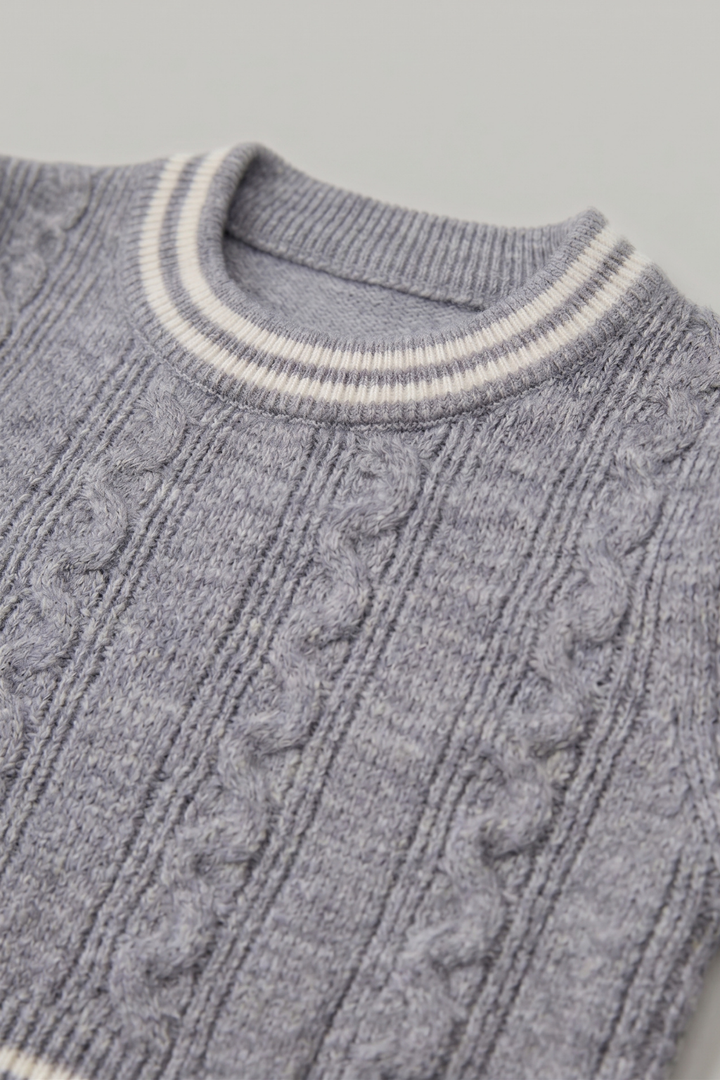 Kids knit crewneck sweater fabric detail FB-3990