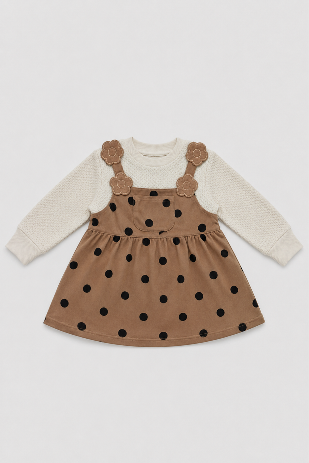 Front view of Featherhead Girls Cotton Interlock Corduroy Style Frock FG-5627 with Peter Pan collar