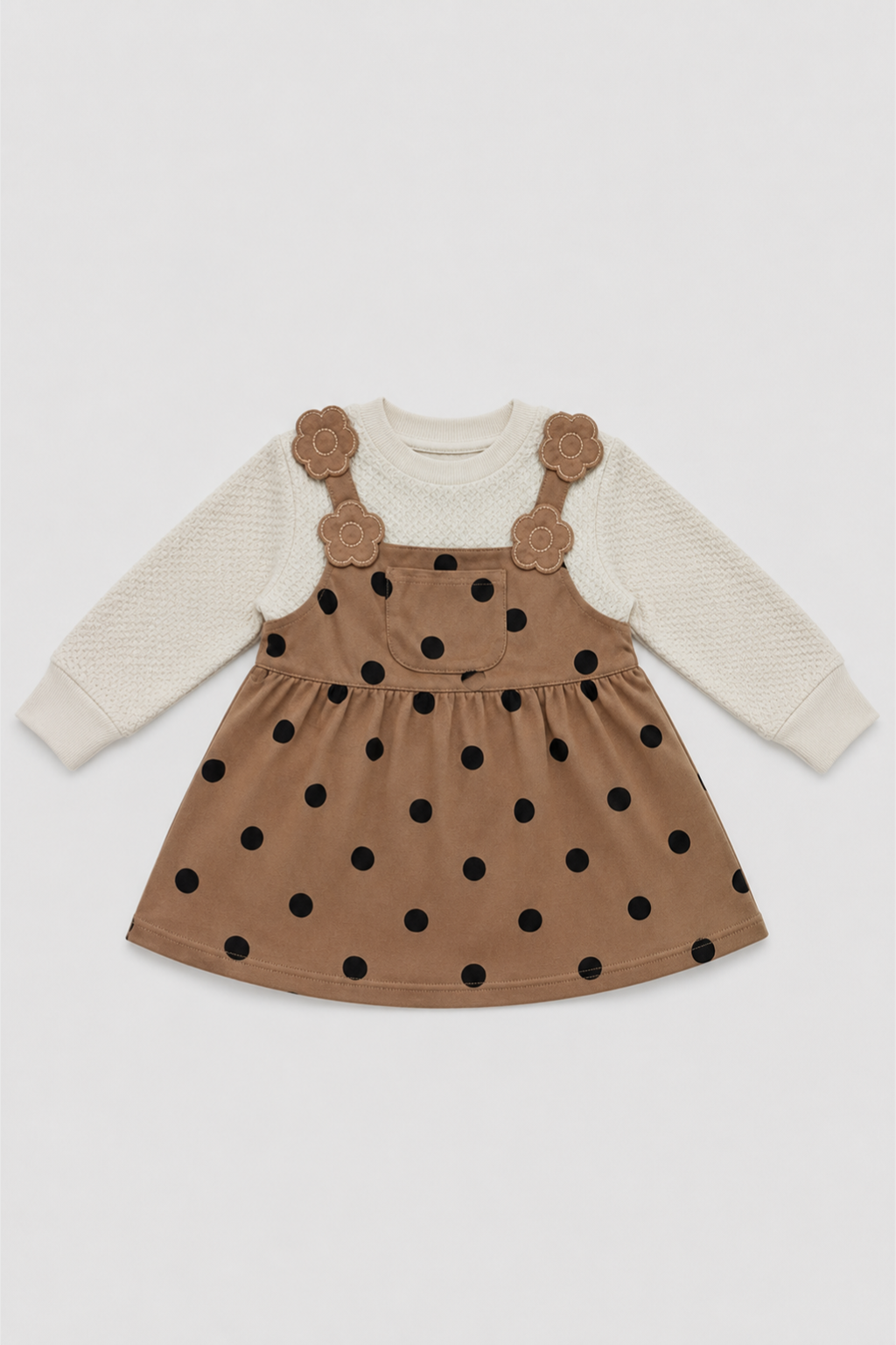 Front view of Featherhead Girls Cotton Interlock Corduroy Style Frock FG-5627 with Peter Pan collar