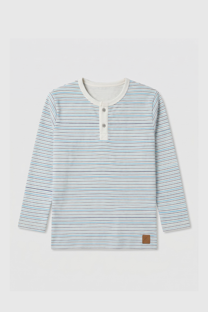 Front view of Featherhead Boys Cotton Henley T-Shirt FS-0051 made from 100% premium cotton