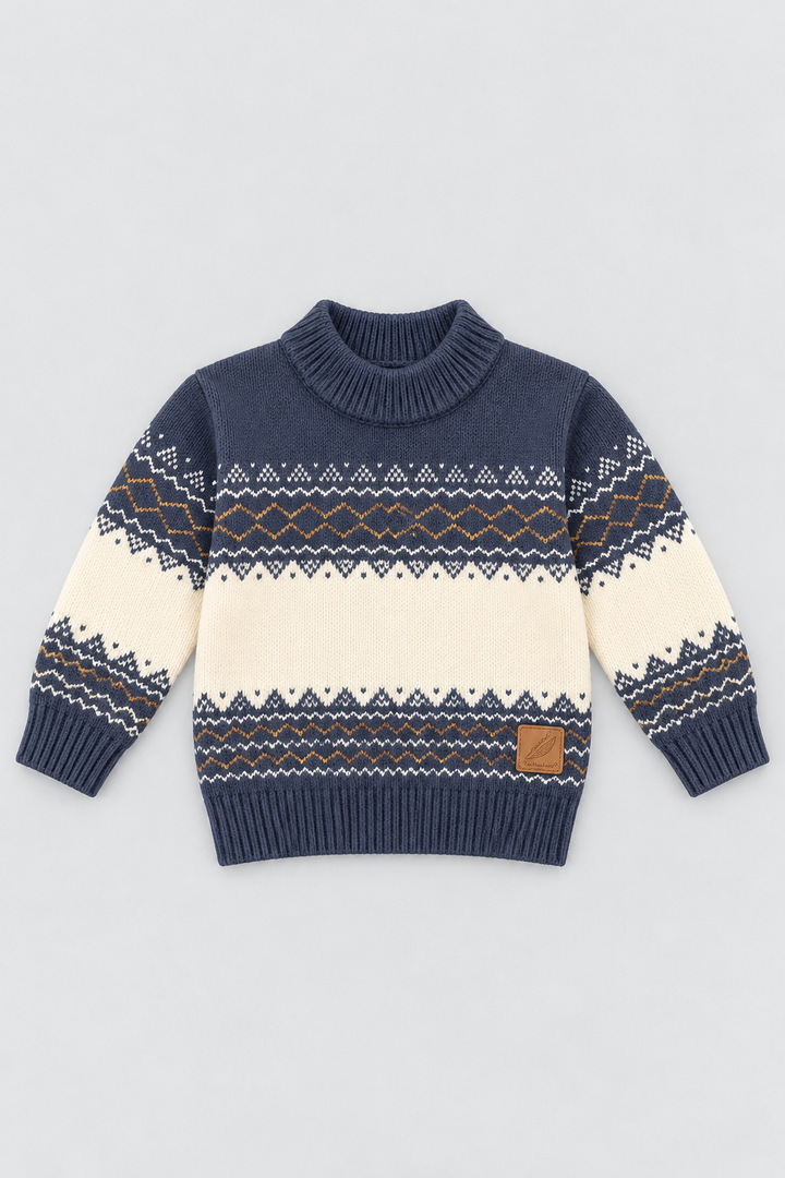 Navy Blue Nordic Knit Sweater - FB-4266