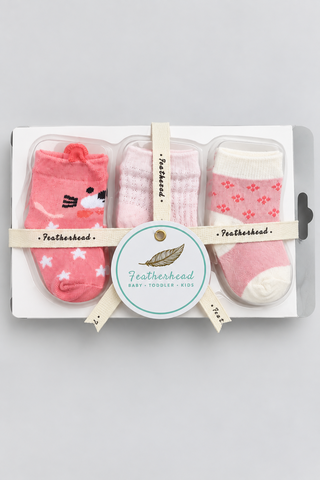 Girls 3-Pack Pink Baby Socks - FS-9028