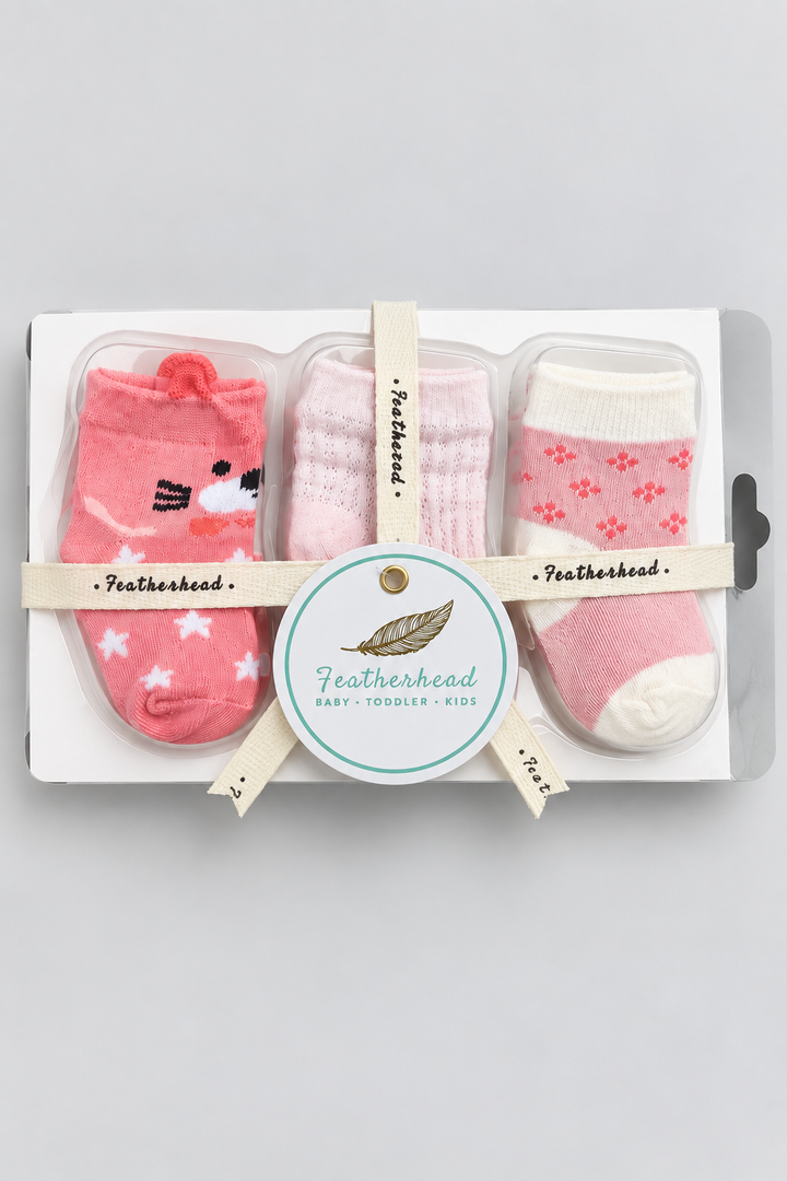 Girls 3-Pack Pink Baby Socks - FS-9028