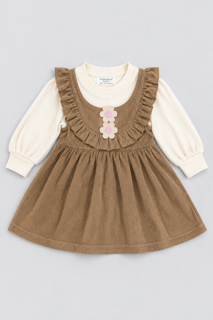 Mocha Brown Corduroy Frock - FG-5663