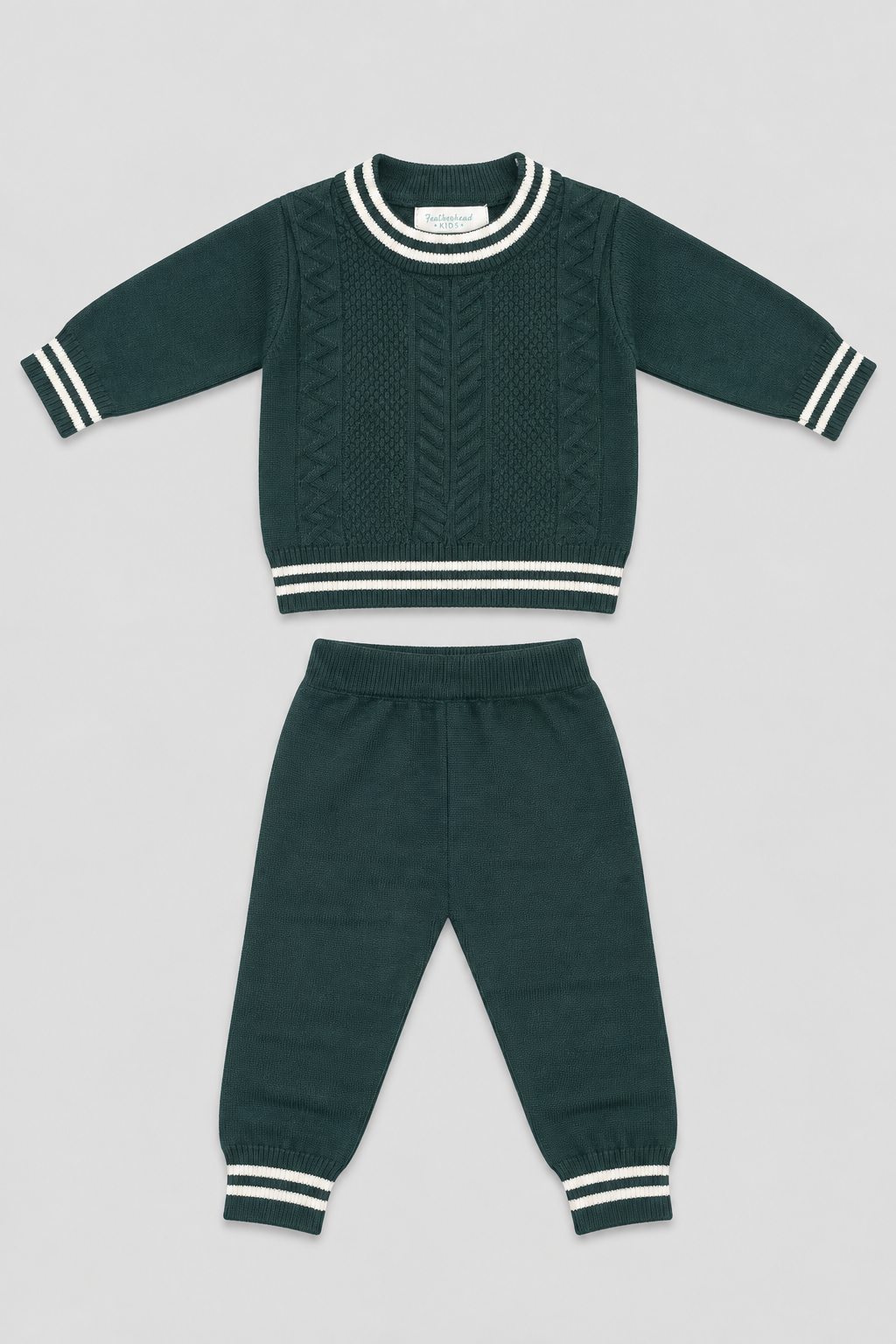 Forest Green Cable Knit Sweater & Trouser Set - FB-4211