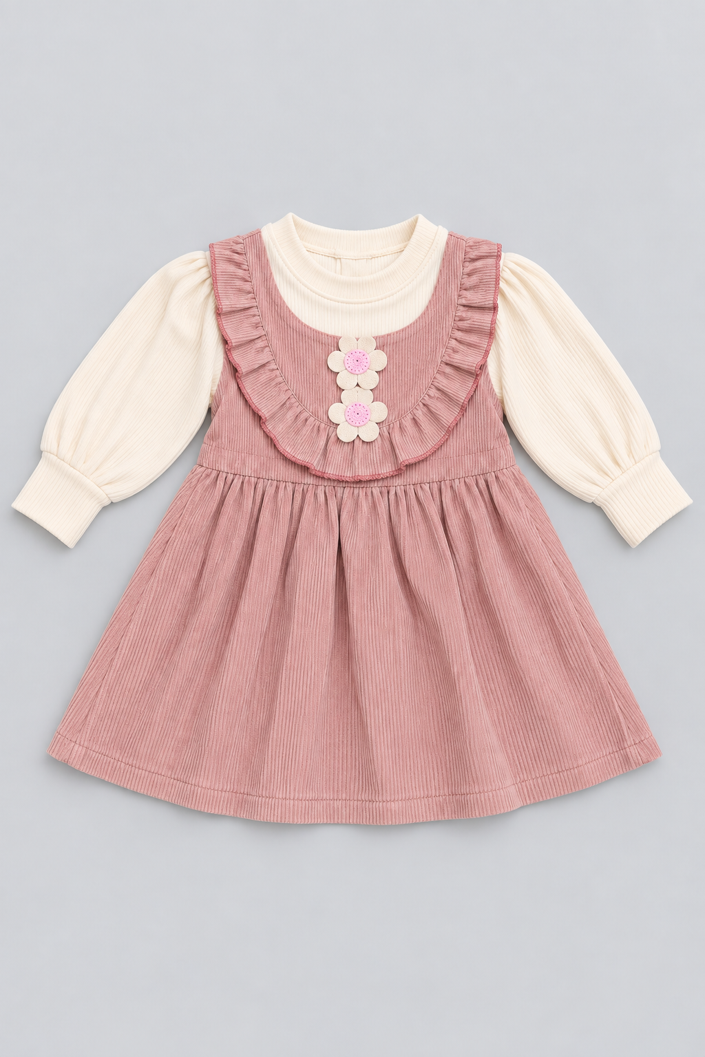 Dusty Pink Corduroy Frock - FG-5672