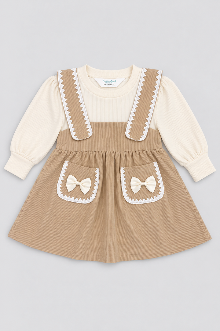 Warm Taupe Corduroy Frock - FG-5681