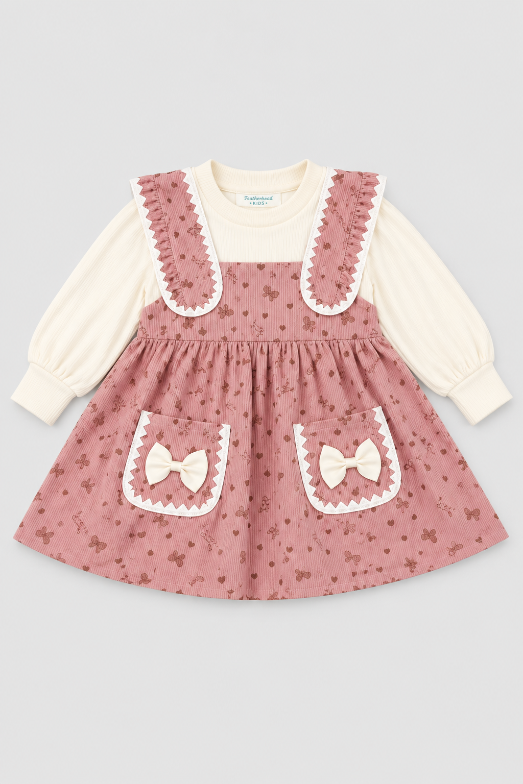 Mauve Pink Corduroy Frock - FG-5678