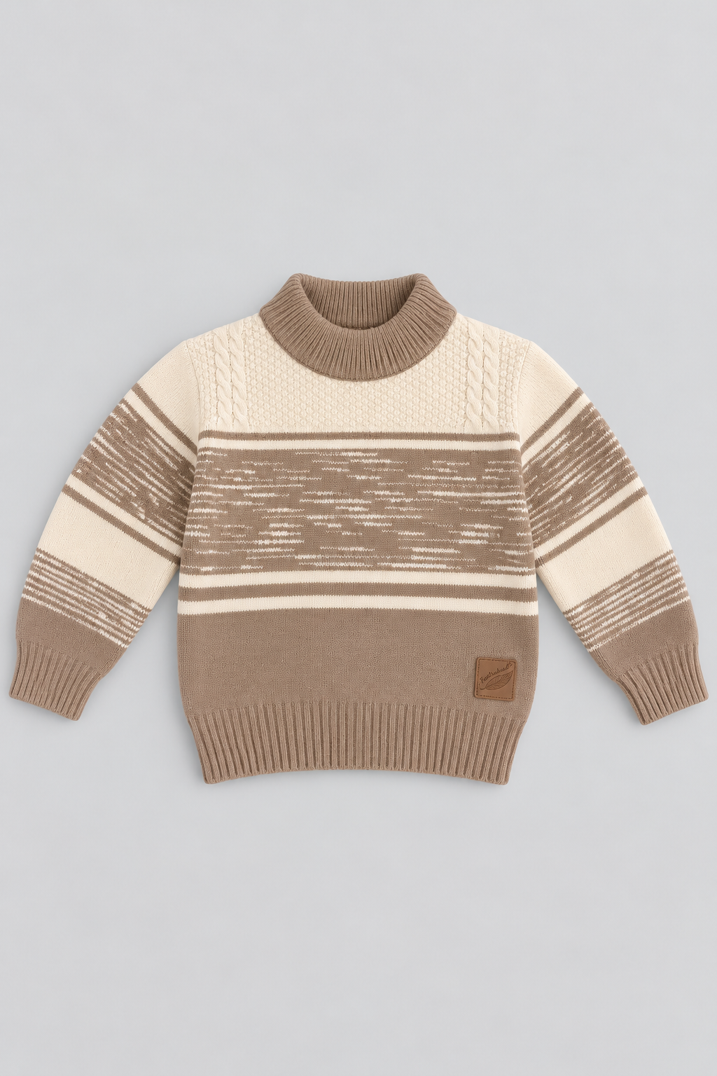 Camel Brown Cozy Cable Knit Sweater - FB-4271