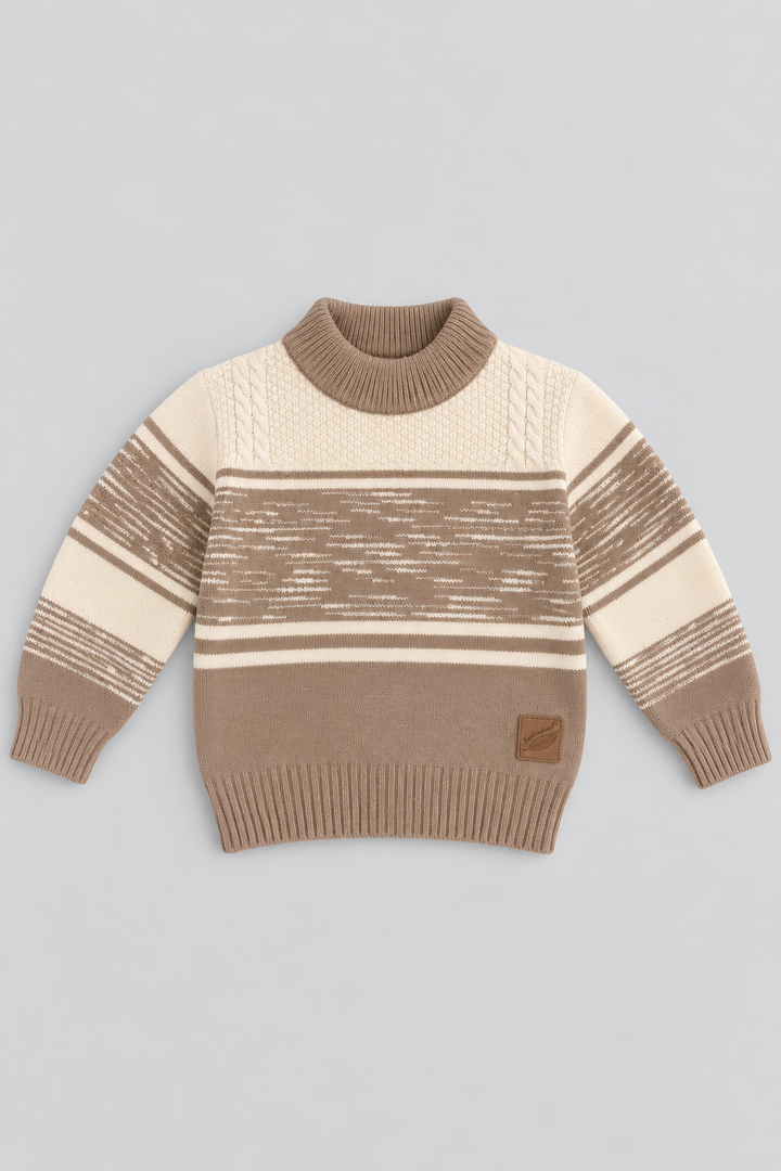 Camel Brown Cozy Cable Knit Sweater - FB-4271