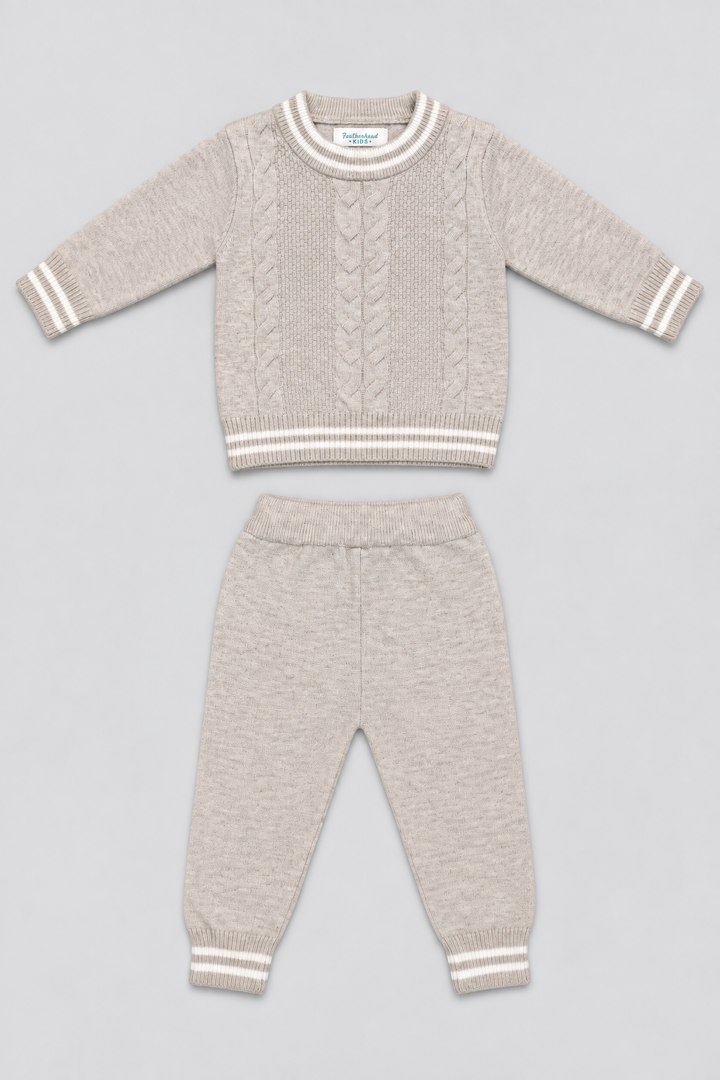 Cream Cable Knit Sweater & Trouser Set - FB-4262