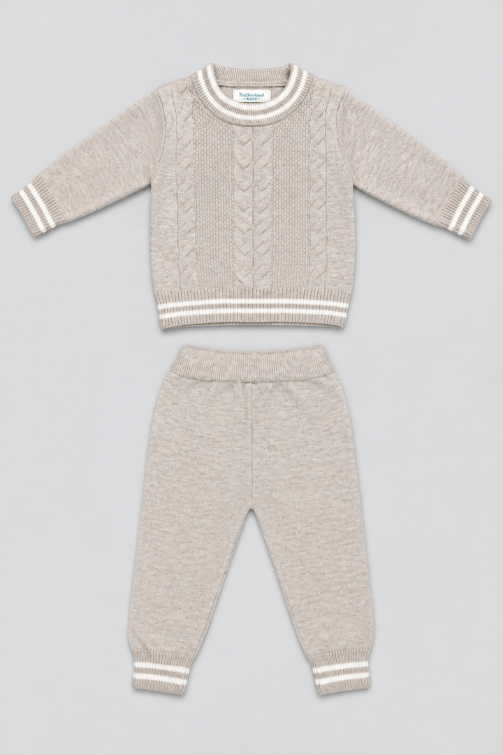 Cream Cable Knit Sweater & Trouser Set - FB-4262