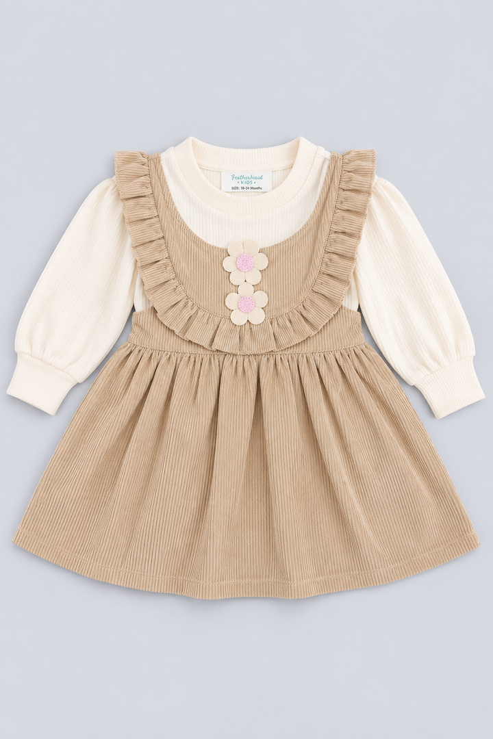 Light Taupe Corduroy Frock - FG-5669