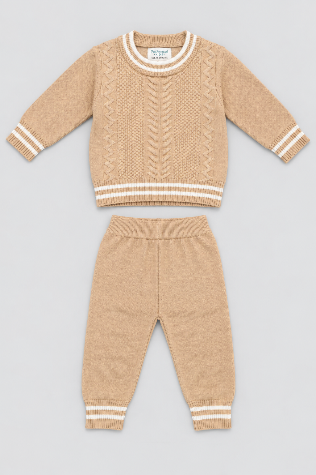 Caramel Cable Knit Sweater & Trouser Set - FB-4215