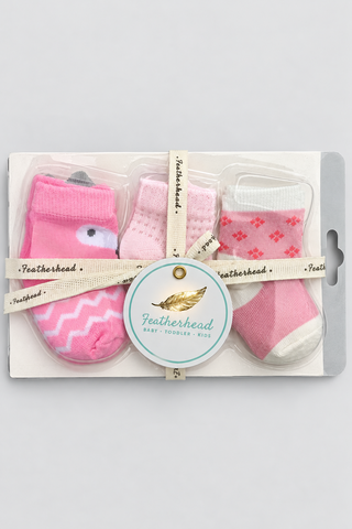 Girls 3-Pack Pink Baby Socks - FS-9025