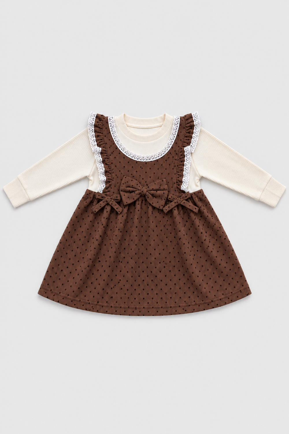 Front view of Featherhead Girls Cotton Interlock Polka Dot Frock FG-5639
