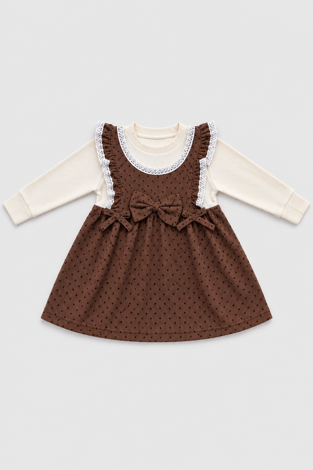 Front view of Featherhead Girls Cotton Interlock Polka Dot Frock FG-5639