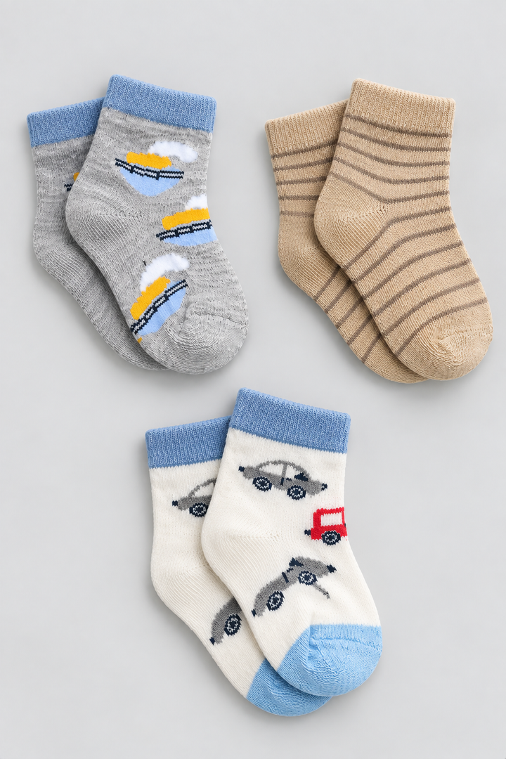 Boys 3-Pack Multicolor Baby Socks - FS-9026