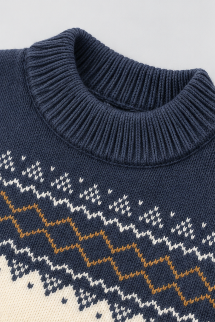Navy Blue Nordic Knit Sweater - FB-4266