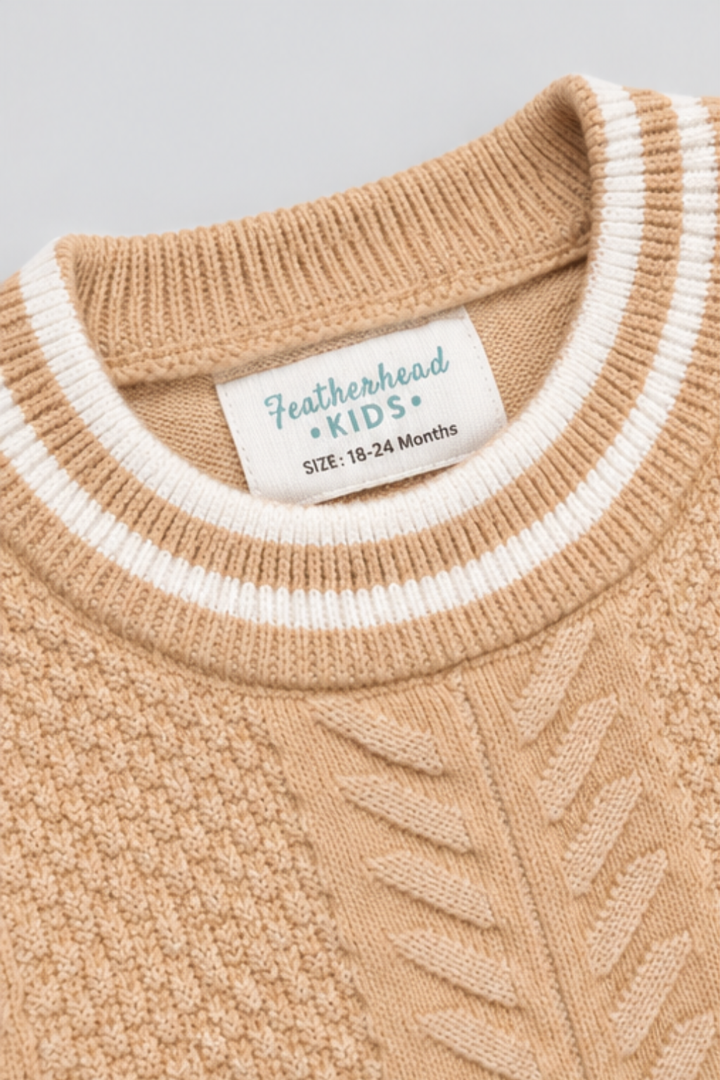 Caramel Cable Knit Sweater & Trouser Set - FB-4215