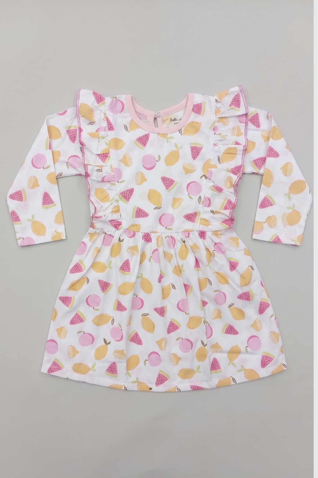 Ruffle Yoke Long Sleeves Dress – FB-5599