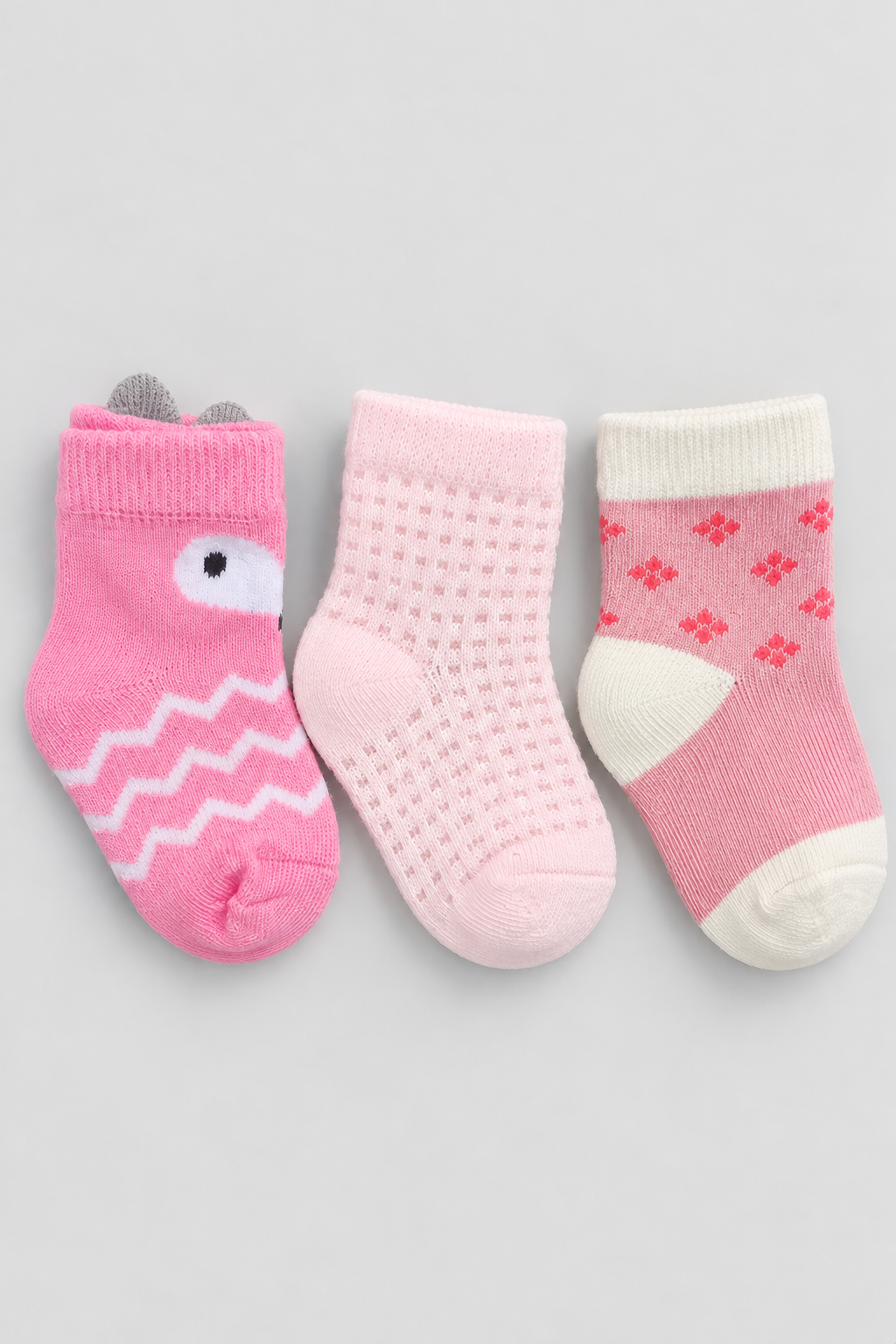 Girls 3-Pack Pink Baby Socks - FS-9025