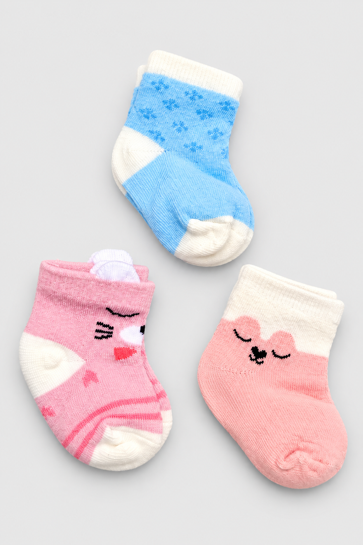 Girls 3-Pack Multicolor Baby Socks - FS-9023