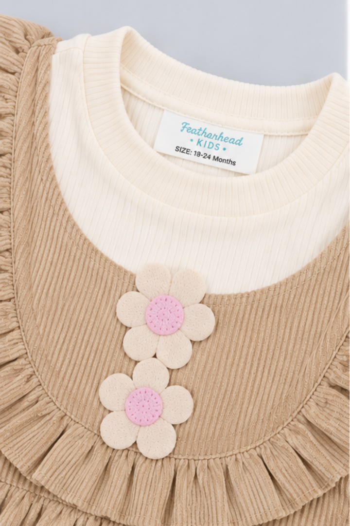 Light Taupe Corduroy Frock - FG-5669
