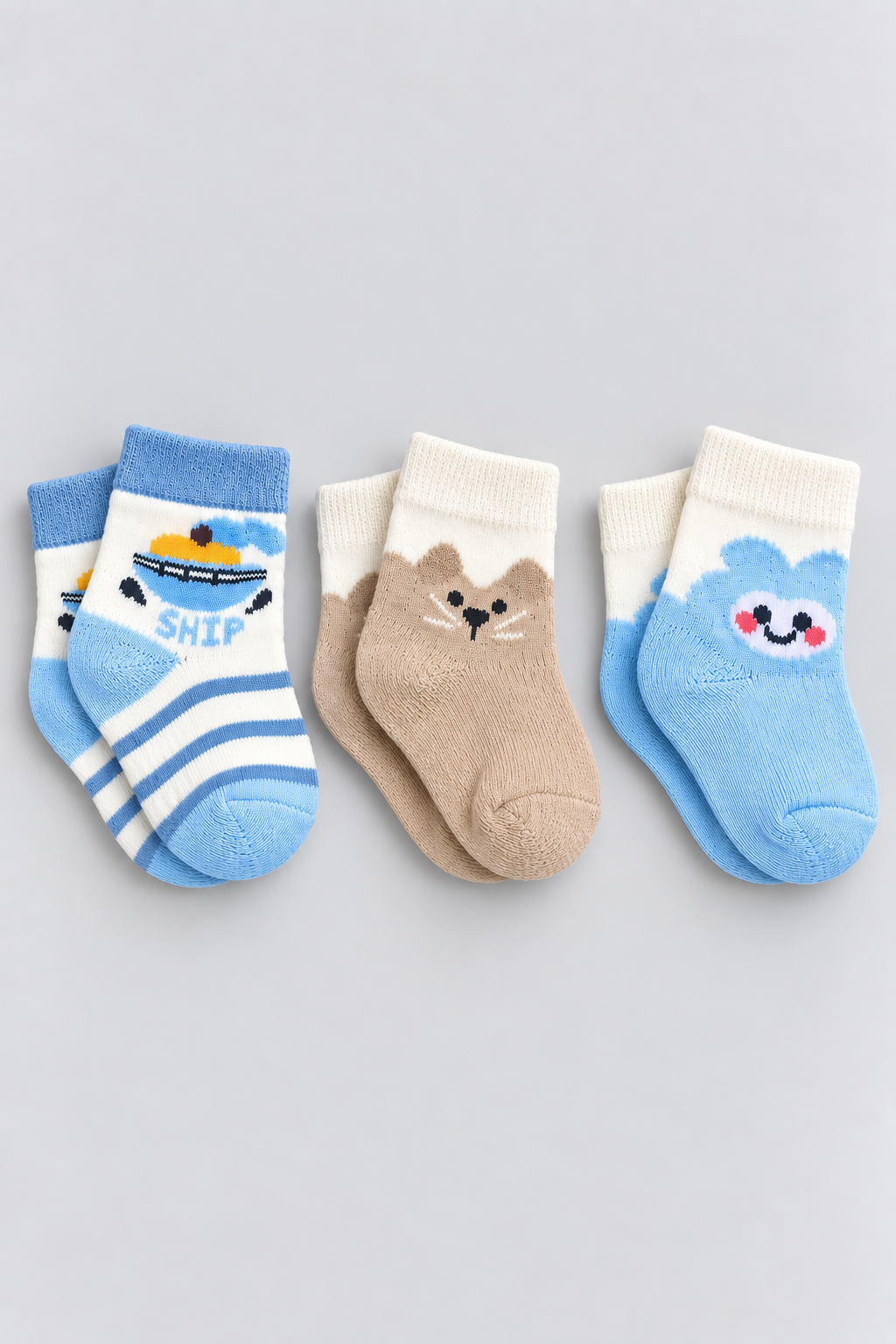 Boys 3-Pack Multicolor Baby Socks - FS-9027