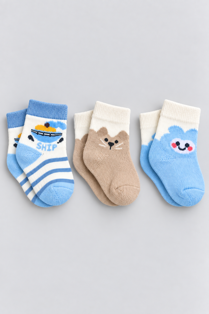 Boys 3-Pack Multicolor Baby Socks - FS-9027