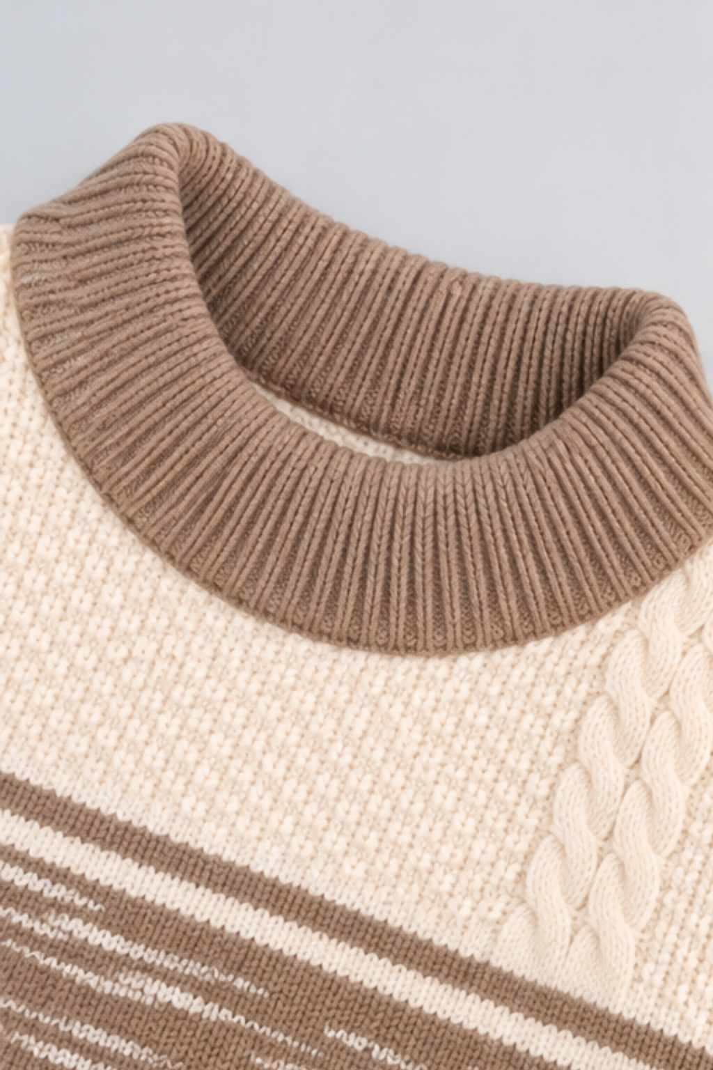 Camel Brown Cozy Cable Knit Sweater - FB-4271