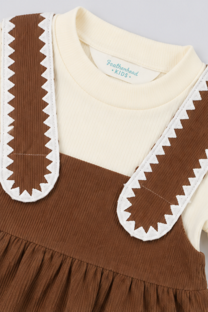 Chocolate Brown Corduroy Frock - FG-5682