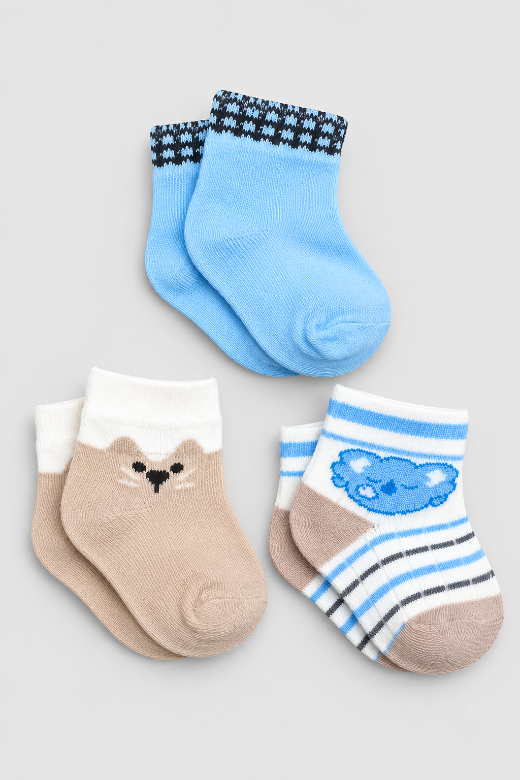 Boys 3-Pack Multicolor Baby Socks - FS-9030