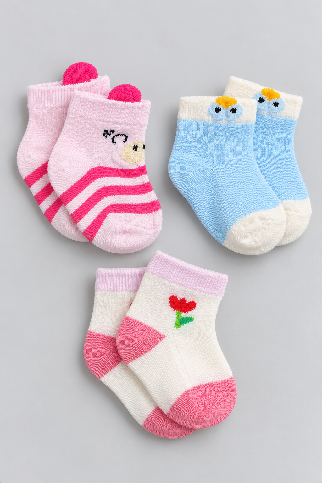 Girls 3-Pack Multicolor Baby Socks - FS-9029