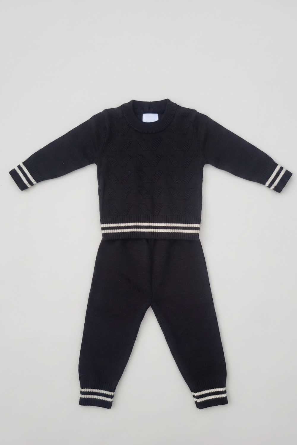 Navy kids knit sweater and trouser set FB-3986 Featherhead Pakistan