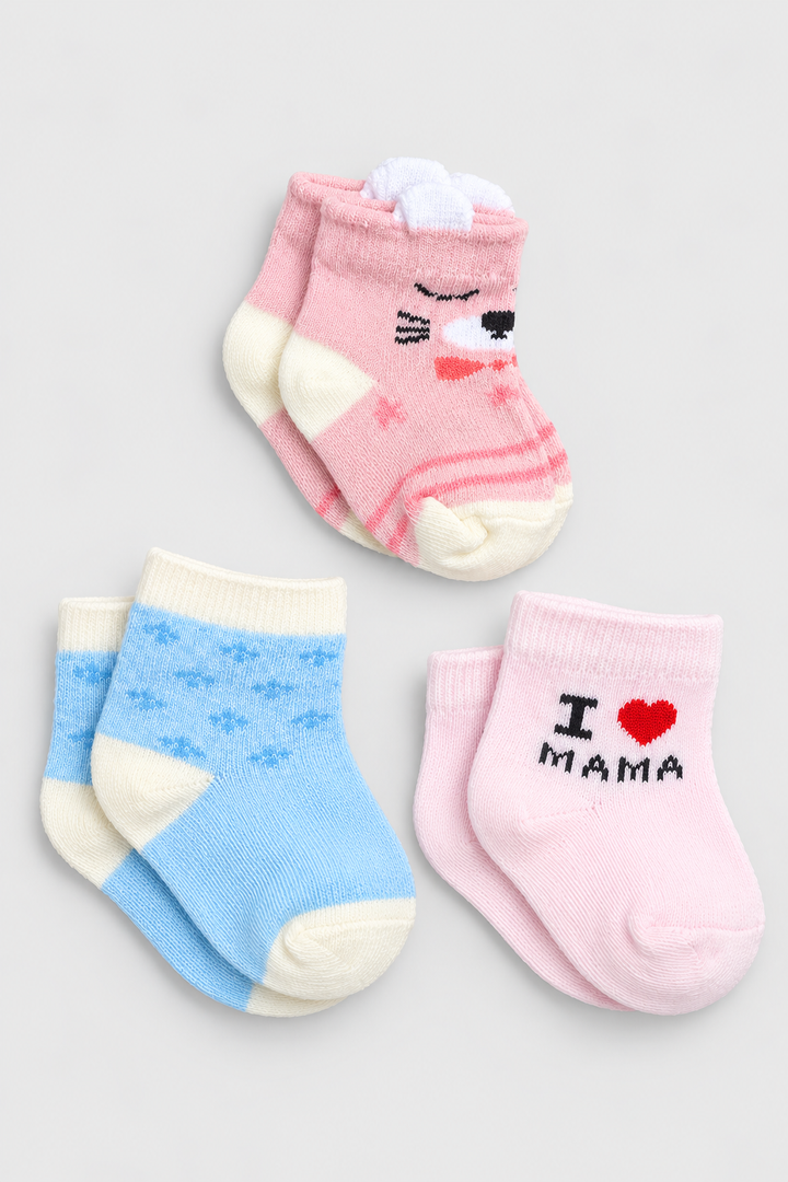 Girls 3-Pack Multicolor Baby Socks - FS-9022