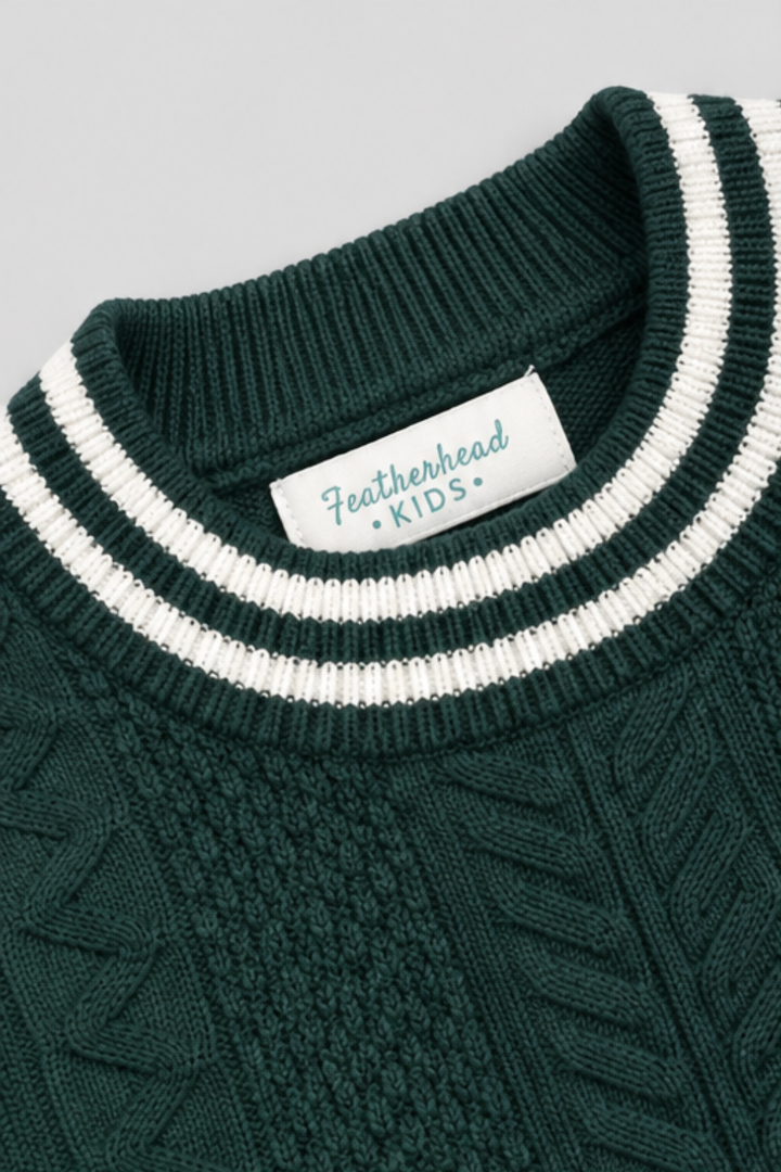 Forest Green Cable Knit Sweater & Trouser Set - FB-4211