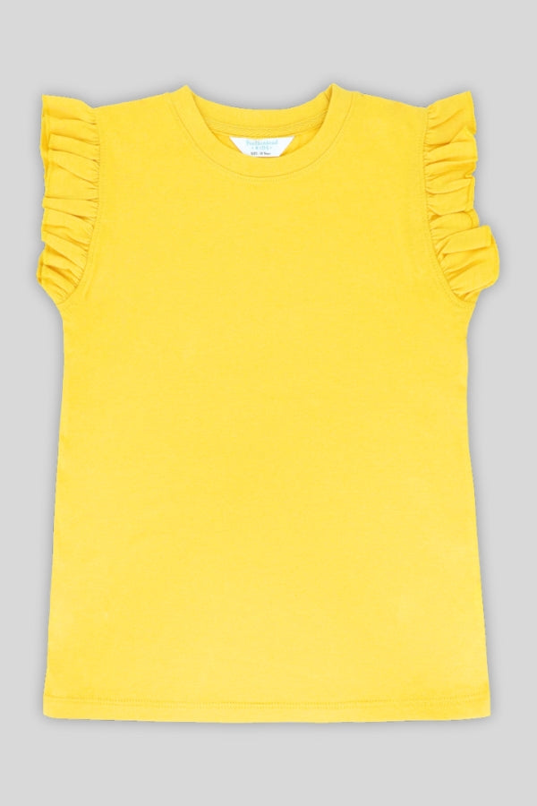 Yellow tanktop with ruffle sleeves for kids