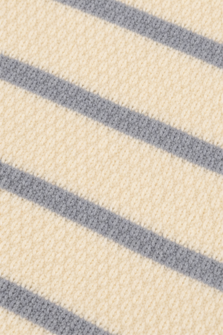 Ivory Cream & Dusty Lavender Cozy Striped Knit Sweater - FB-4373