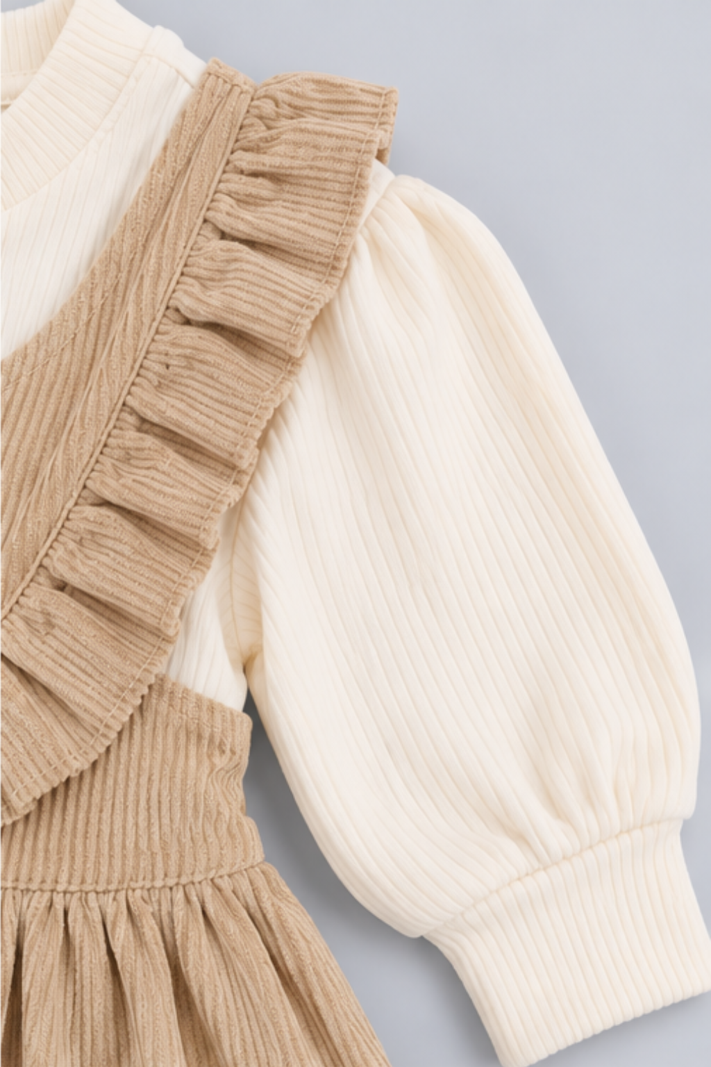 Light Taupe Corduroy Frock - FG-5669