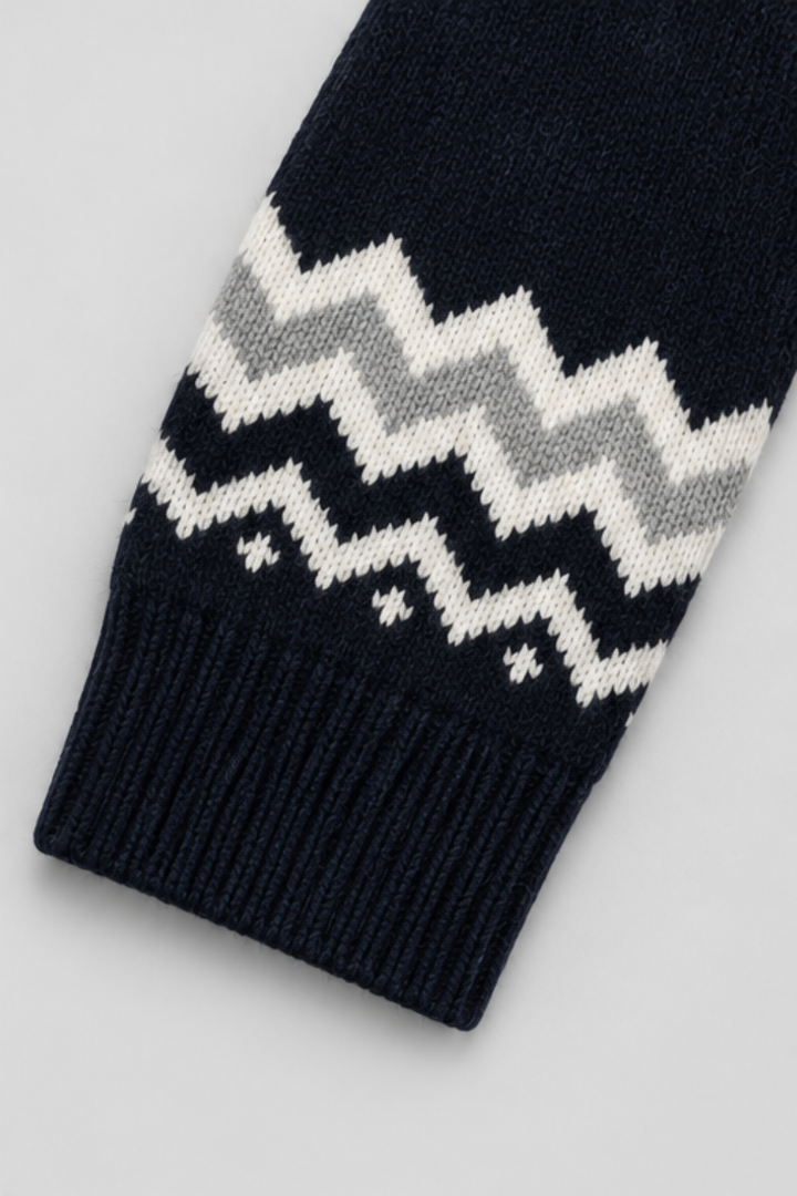Black Fair Isle Knit Sweater & Trouser Set - FB-4239