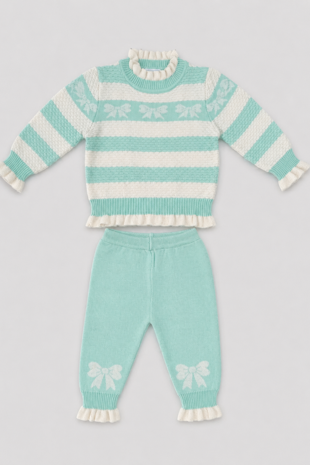 Frill Crewneck Sweater & Trouser Set - FB-4207