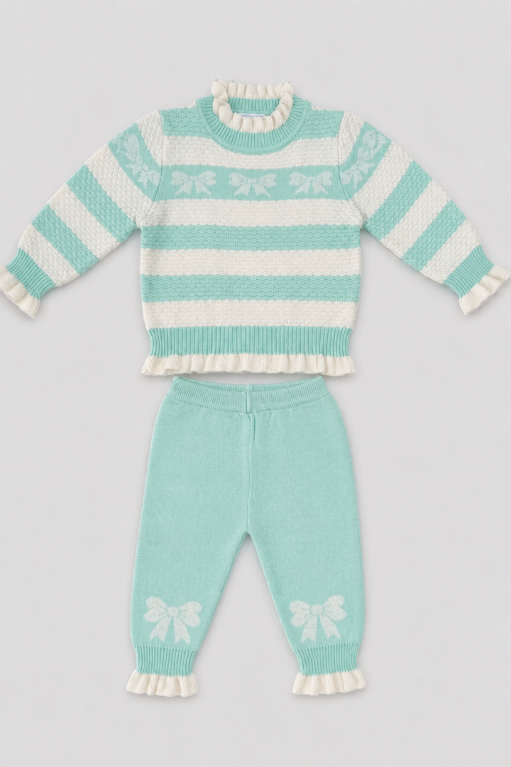 Frill Crewneck Sweater & Trouser Set - FB-4207